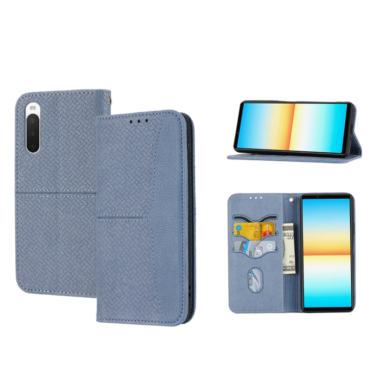 For Sony Xperia 10 IV Woven Texture Stitching Magnetic PU Leather Phone Case