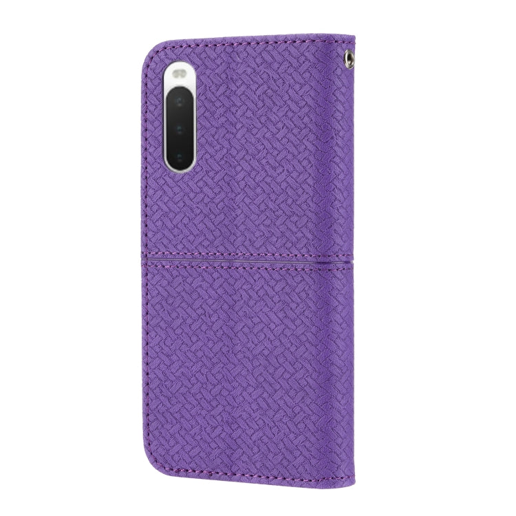 For Sony Xperia 10 IV Woven Texture Stitching Magnetic PU Leather Phone Case