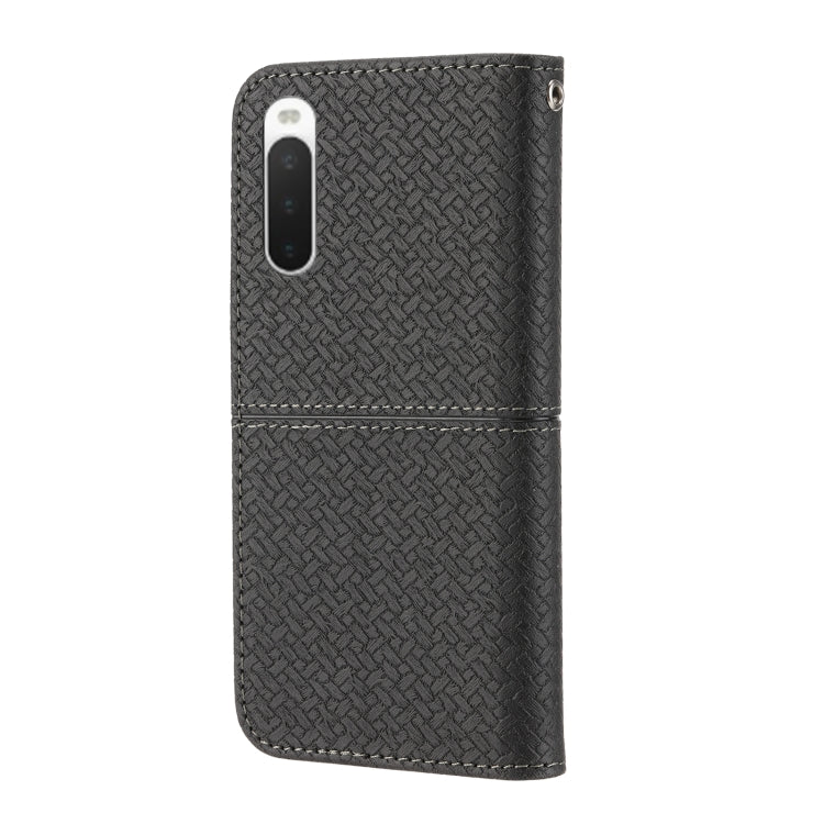 For Sony Xperia 10 IV Woven Texture Stitching Magnetic PU Leather Phone Case
