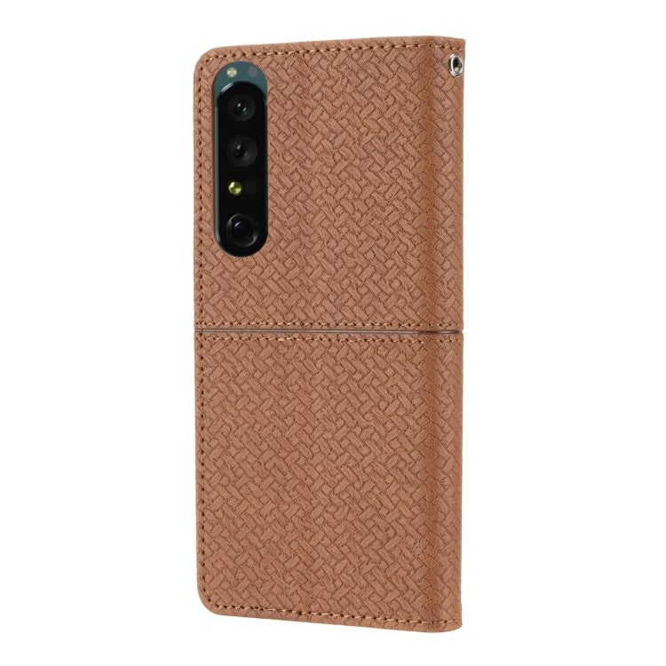 For Sony Xperia 1 IV Woven Texture Stitching Magnetic PU Leather Phone Case