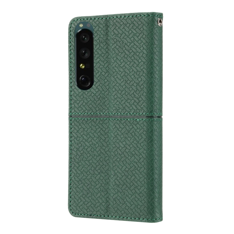For Sony Xperia 1 IV Woven Texture Stitching Magnetic PU Leather Phone Case