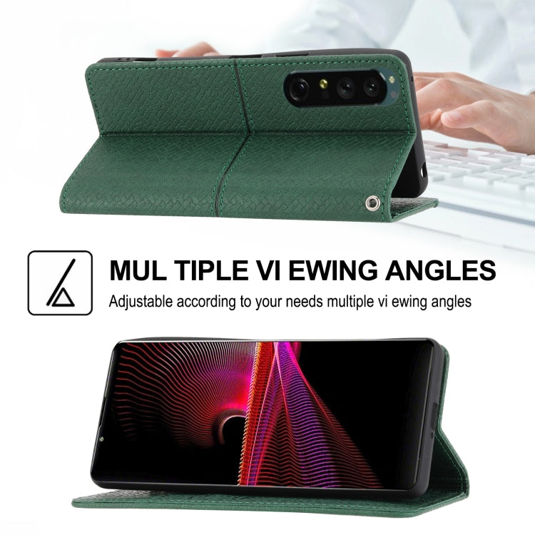 For Sony Xperia 1 IV Woven Texture Stitching Magnetic PU Leather Phone Case