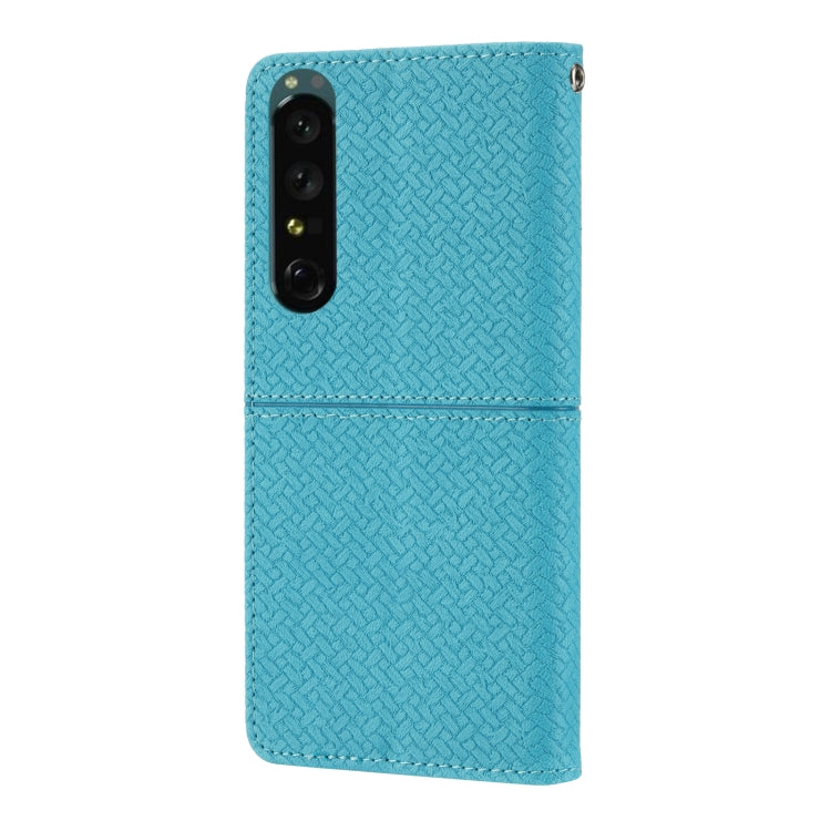 For Sony Xperia 1 IV Woven Texture Stitching Magnetic PU Leather Phone Case