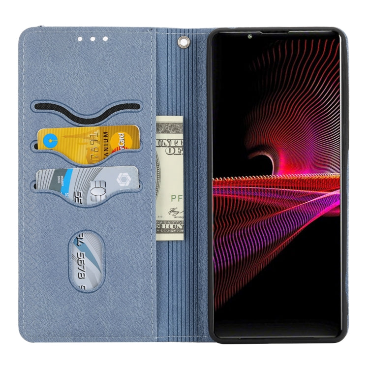 For Sony Xperia 1 IV Woven Texture Stitching Magnetic PU Leather Phone Case