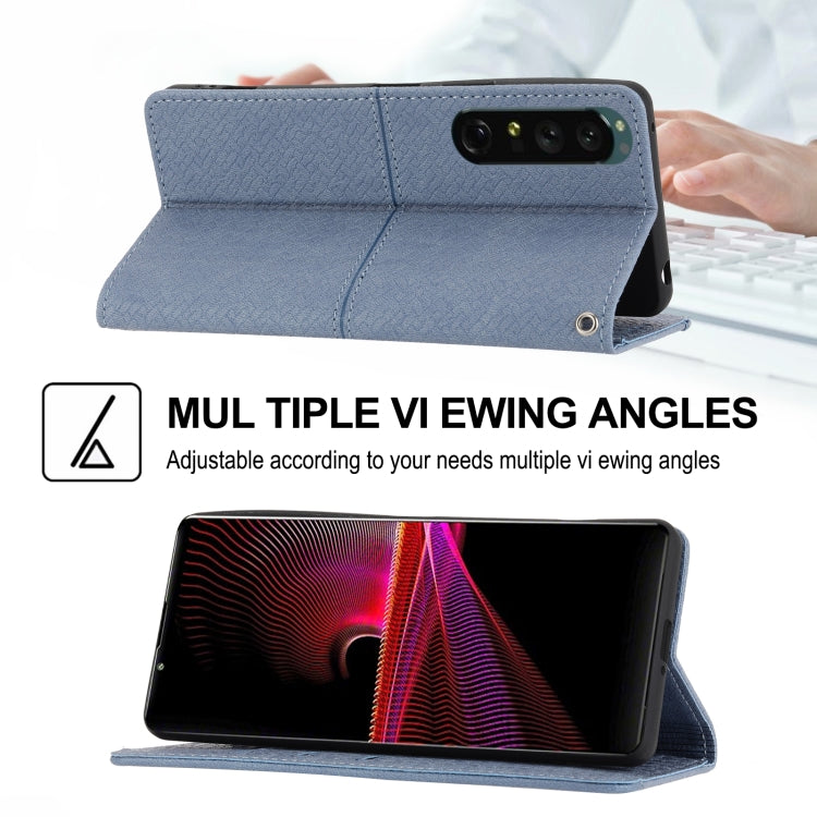 For Sony Xperia 1 IV Woven Texture Stitching Magnetic PU Leather Phone Case