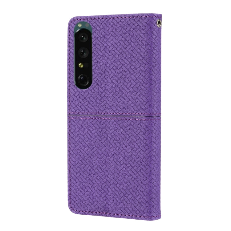 For Sony Xperia 1 IV Woven Texture Stitching Magnetic PU Leather Phone Case