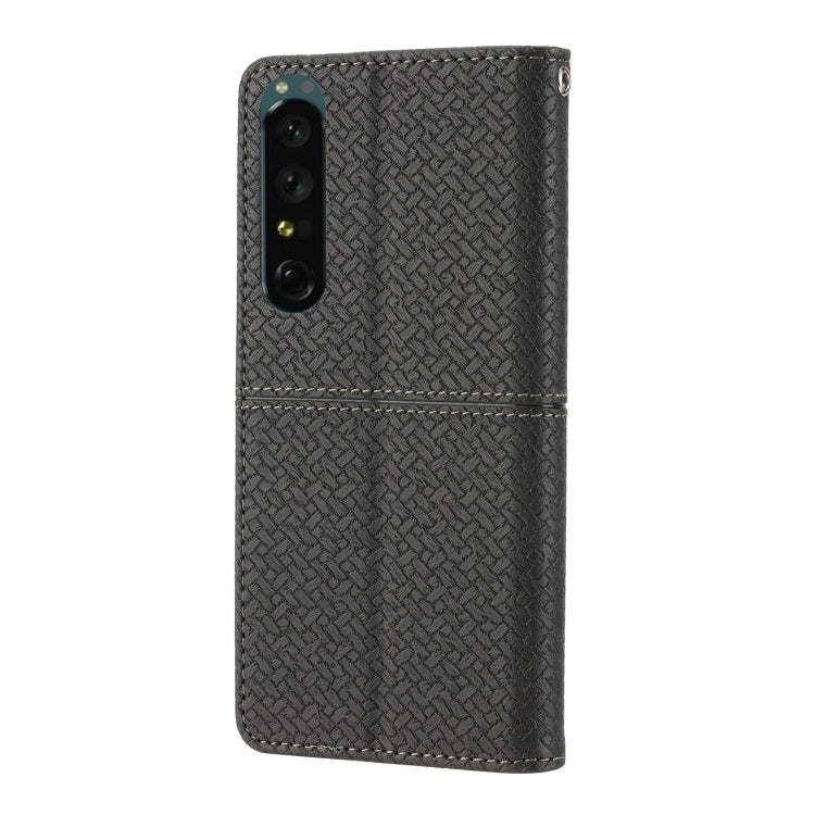 For Sony Xperia 1 IV Woven Texture Stitching Magnetic PU Leather Phone Case