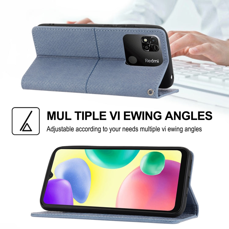 For Xiaomi Redmi 10A Woven Texture Stitching Magnetic PU Leather Phone Case