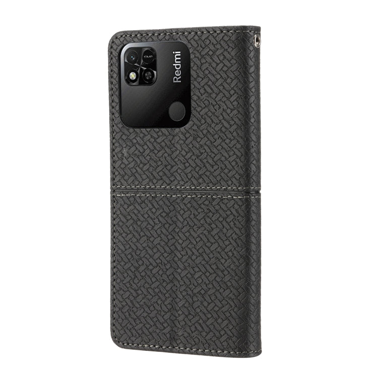 For Xiaomi Redmi 10A Woven Texture Stitching Magnetic PU Leather Phone Case