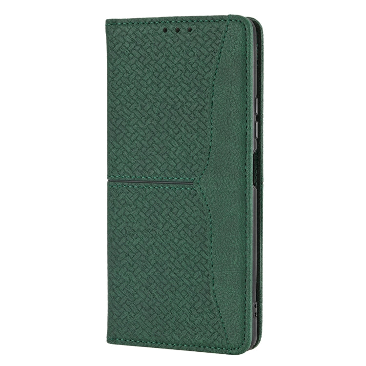 For Xiaomi Redmi 10 5G Woven Texture Stitching Magnetic PU Leather Phone Case