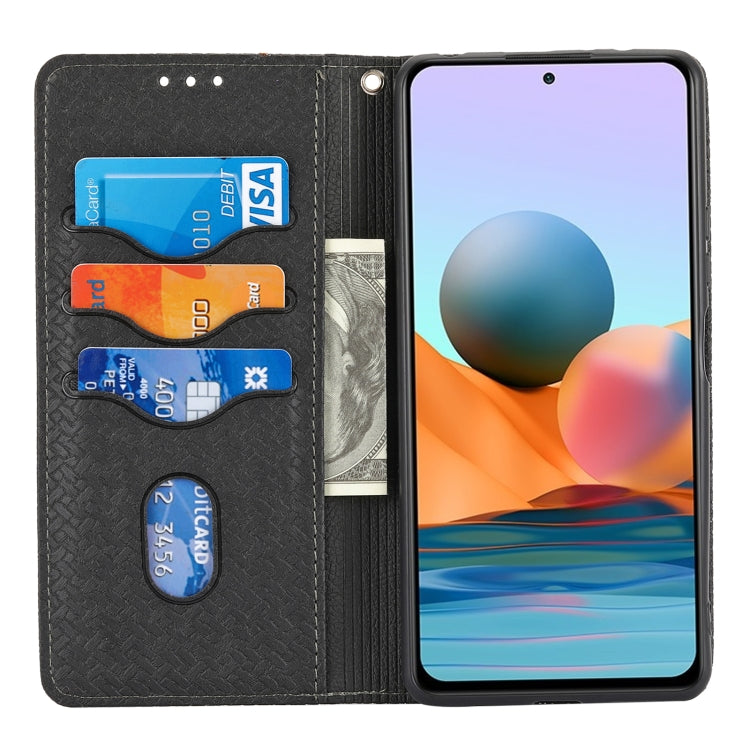 For Xiaomi Redmi 10 5G Woven Texture Stitching Magnetic PU Leather Phone Case
