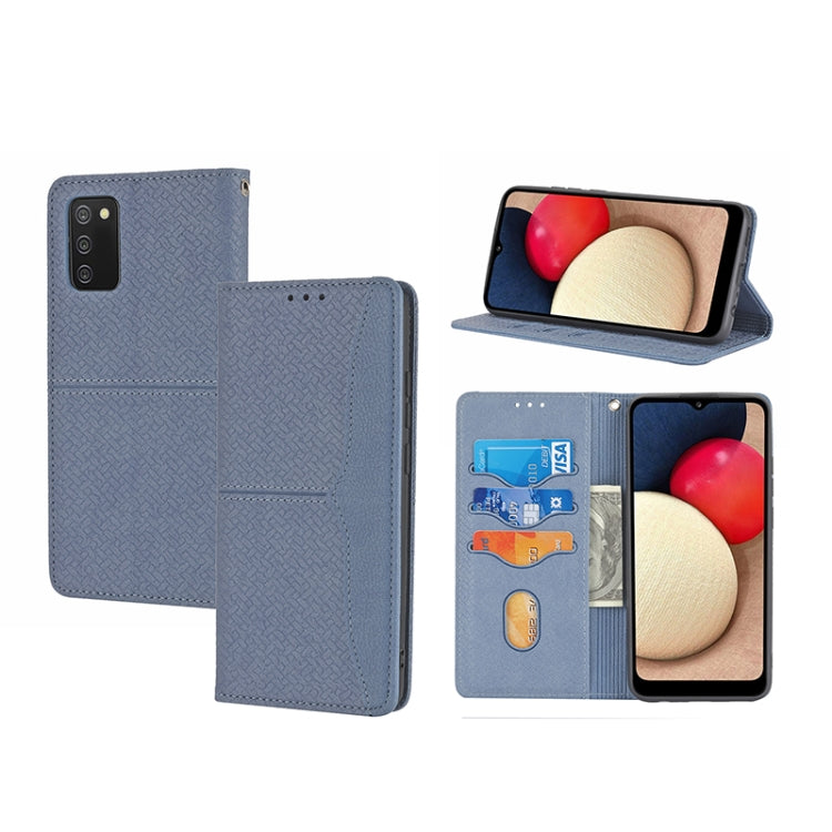 For Samsung Galaxy A03s 164.2mm US Version Woven Texture Stitching Magnetic PU Leather Phone Case