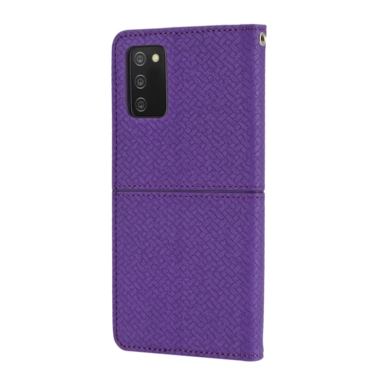For Samsung Galaxy A03s 164.2mm US Version Woven Texture Stitching Magnetic PU Leather Phone Case