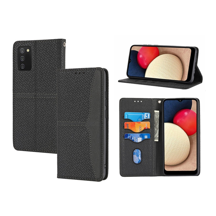 For Samsung Galaxy A03s 164.2mm US Version Woven Texture Stitching Magnetic PU Leather Phone Case