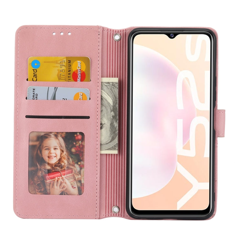 For vivo Y52s Embossed Striped Magnetic Buckle Horizontal Flip Phone Leather Case