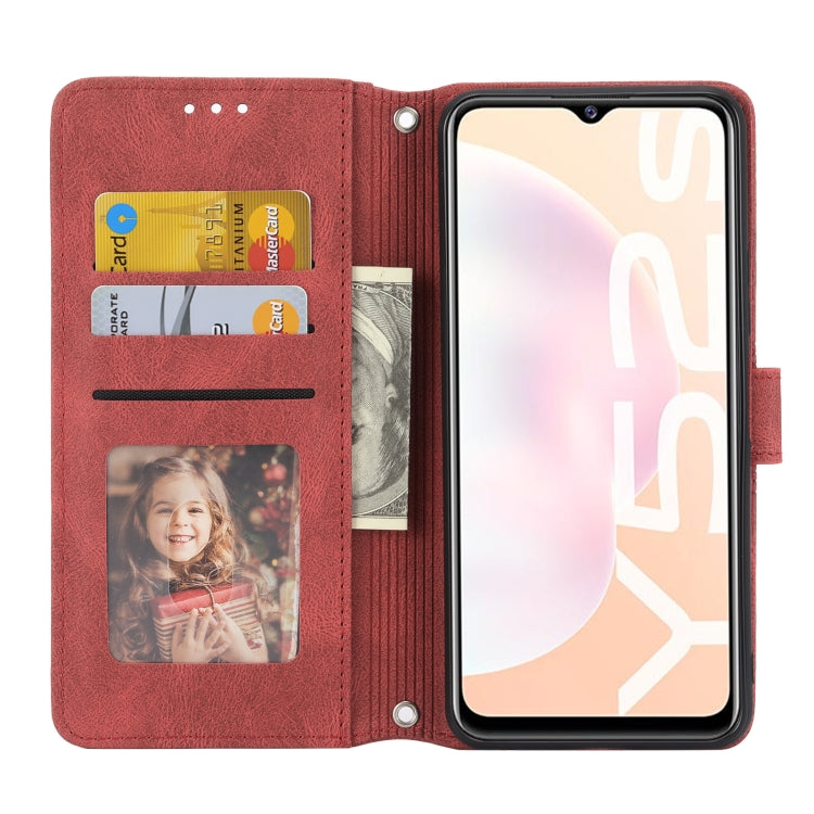 For vivo Y52s Embossed Striped Magnetic Buckle Horizontal Flip Phone Leather Case