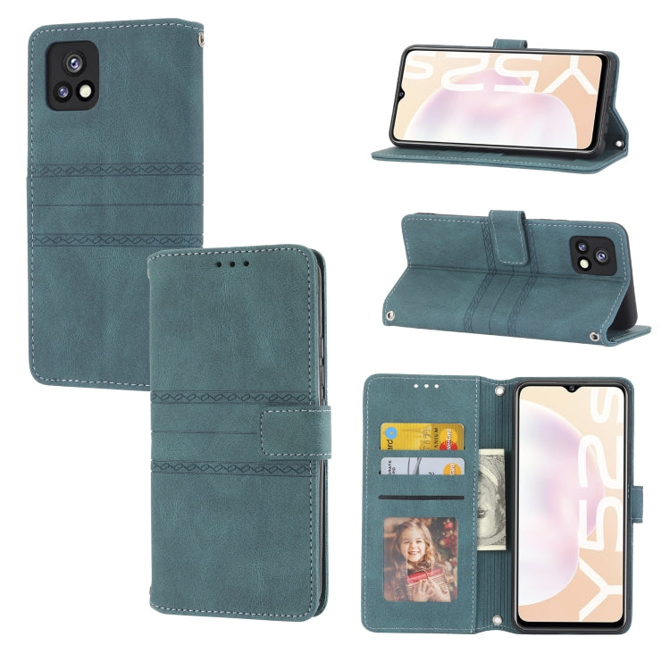 For vivo Y52s Embossed Striped Magnetic Buckle Horizontal Flip Phone Leather Case