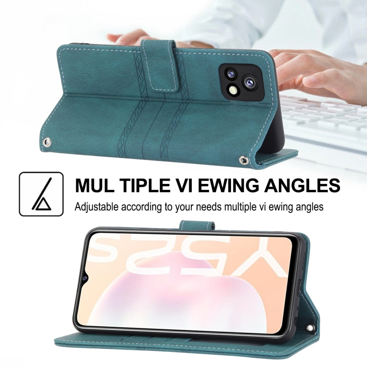 For vivo Y52s Embossed Striped Magnetic Buckle Horizontal Flip Phone Leather Case