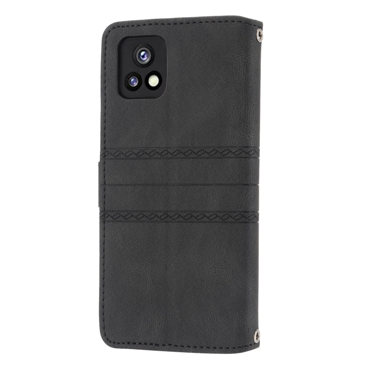 For vivo Y52s Embossed Striped Magnetic Buckle Horizontal Flip Phone Leather Case