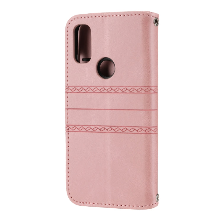 For Kyocera Android One S9 / Digno Sanga Edition Embossed Striped Magnetic Buckle Horizontal Flip Phone Leather Case