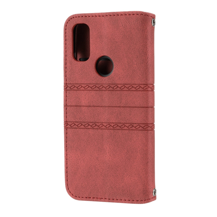 For Kyocera Android One S9 / Digno Sanga Edition Embossed Striped Magnetic Buckle Horizontal Flip Phone Leather Case
