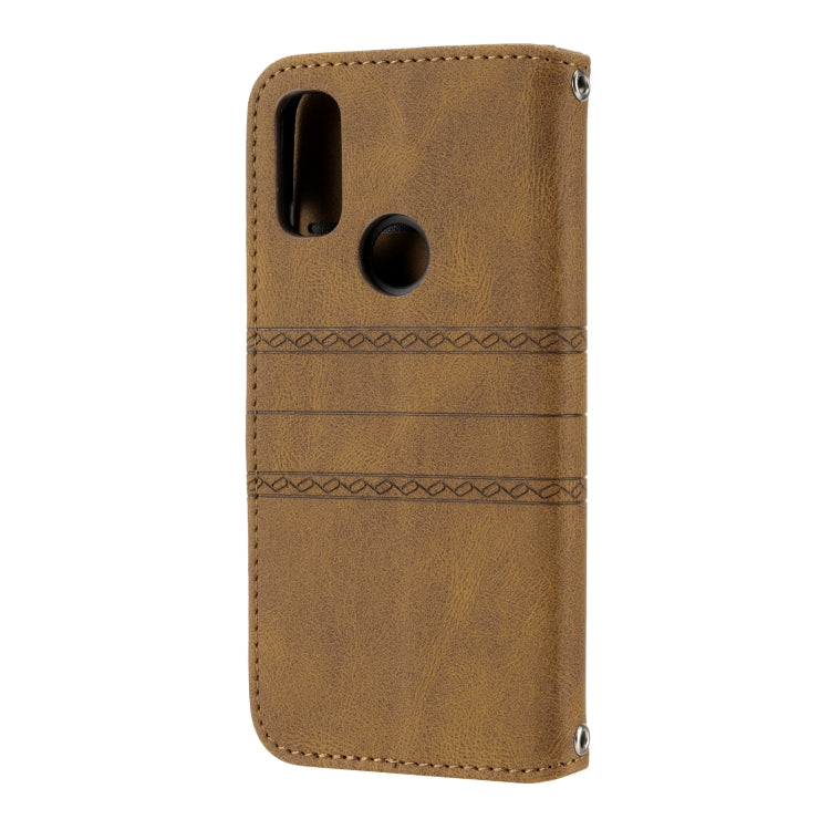 For Kyocera Android One S9 / Digno Sanga Edition Embossed Striped Magnetic Buckle Horizontal Flip Phone Leather Case