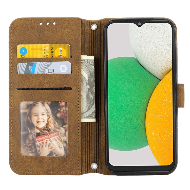 For Kyocera Android One S9 / Digno Sanga Edition Embossed Striped Magnetic Buckle Horizontal Flip Phone Leather Case