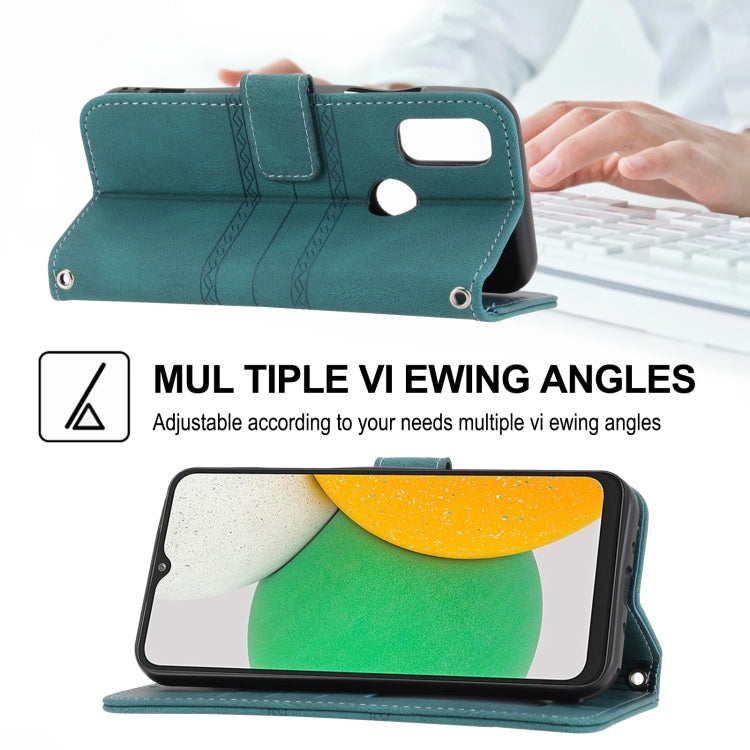 For Kyocera Android One S9 / Digno Sanga Edition Embossed Striped Magnetic Buckle Horizontal Flip Phone Leather Case