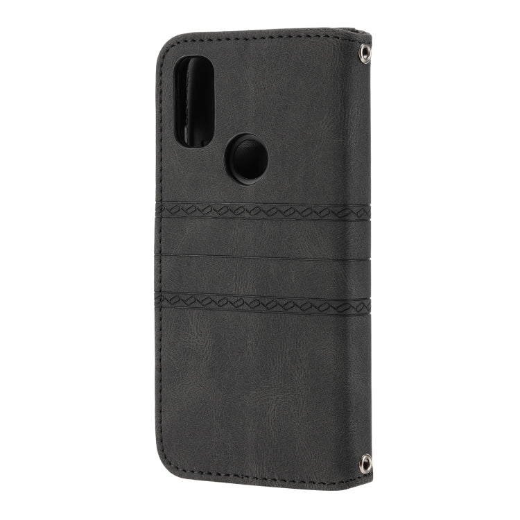 For Kyocera Android One S9 / Digno Sanga Edition Embossed Striped Magnetic Buckle Horizontal Flip Phone Leather Case