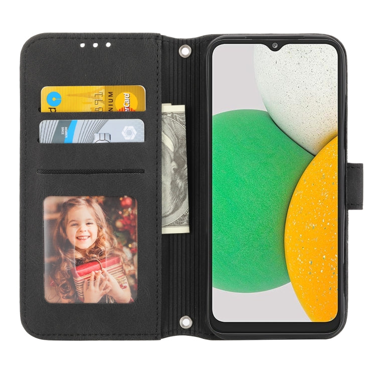 For Kyocera Android One S9 / Digno Sanga Edition Embossed Striped Magnetic Buckle Horizontal Flip Phone Leather Case