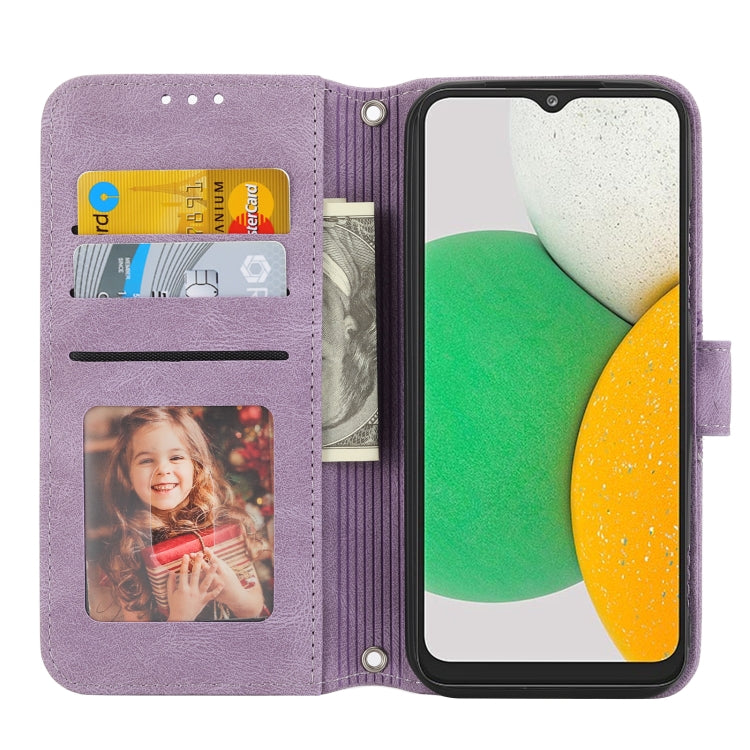 For Kyocera Android One S9 / Digno Sanga Edition Embossed Striped Magnetic Buckle Horizontal Flip Phone Leather Case