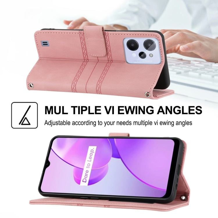 For OPPO Realme C31 4G Global Embossed Striped Magnetic Buckle Horizontal Flip Phone Leather Case