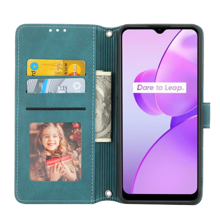 For OPPO Realme C31 4G Global Embossed Striped Magnetic Buckle Horizontal Flip Phone Leather Case