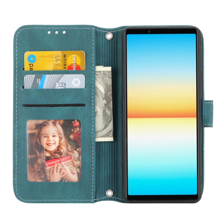 For Sony Xperia 10 IV Embossed Striped Magnetic Buckle Horizontal Flip Phone Leather Case