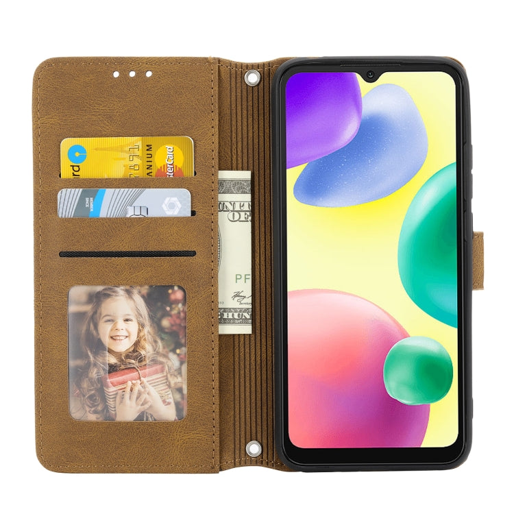 For Xiaomi Redmi 10A Embossed Striped Magnetic Buckle Horizontal Flip Phone Leather Case