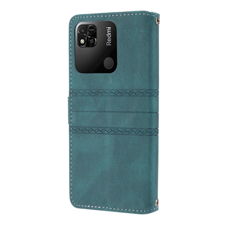 For Xiaomi Redmi 10A Embossed Striped Magnetic Buckle Horizontal Flip Phone Leather Case