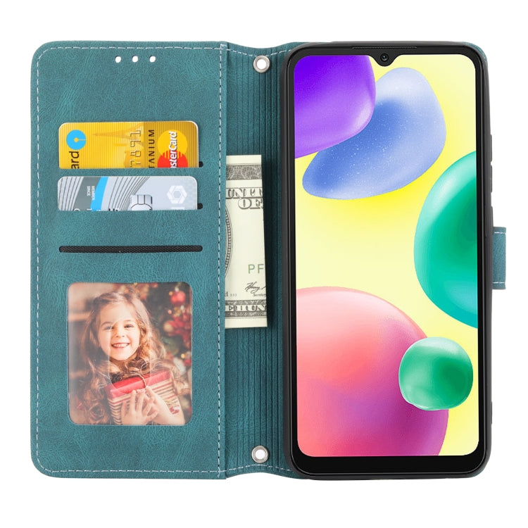 For Xiaomi Redmi 10A Embossed Striped Magnetic Buckle Horizontal Flip Phone Leather Case