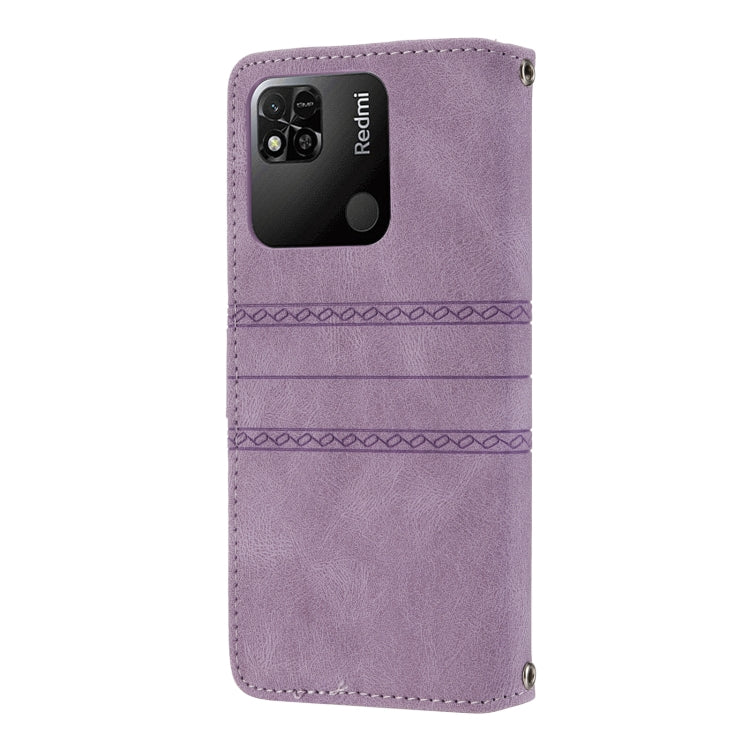 For Xiaomi Redmi 10A Embossed Striped Magnetic Buckle Horizontal Flip Phone Leather Case