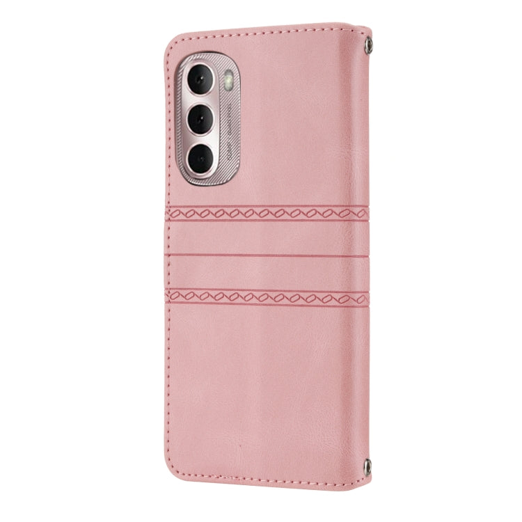 For Motorola Moto G Stylus 5G 2022 Embossed Striped Magnetic Buckle Horizontal Flip Phone Leather Case