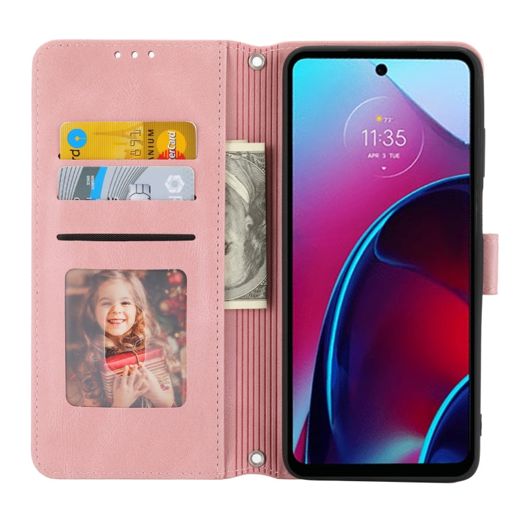 For Motorola Moto G Stylus 5G 2022 Embossed Striped Magnetic Buckle Horizontal Flip Phone Leather Case