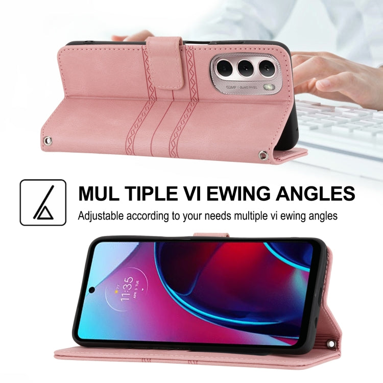 For Motorola Moto G Stylus 5G 2022 Embossed Striped Magnetic Buckle Horizontal Flip Phone Leather Case