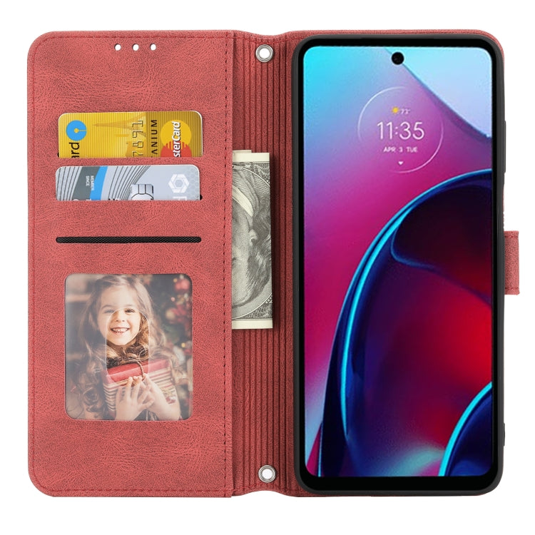 For Motorola Moto G Stylus 5G 2022 Embossed Striped Magnetic Buckle Horizontal Flip Phone Leather Case