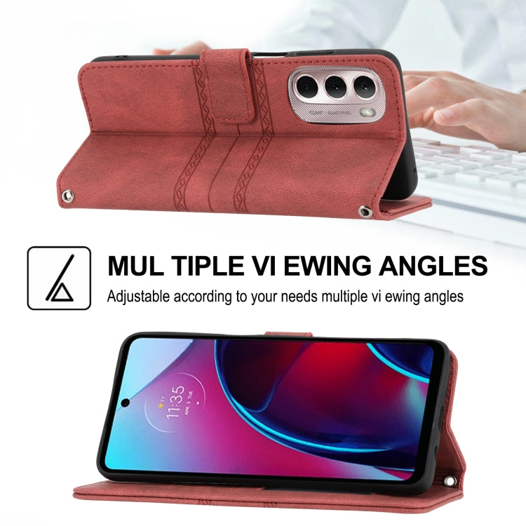 For Motorola Moto G Stylus 5G 2022 Embossed Striped Magnetic Buckle Horizontal Flip Phone Leather Case