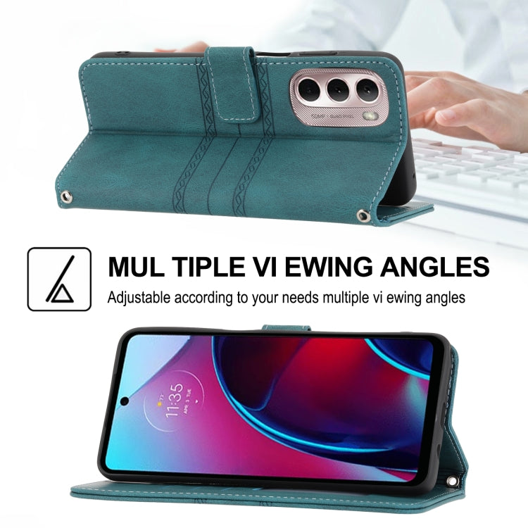 For Motorola Moto G Stylus 5G 2022 Embossed Striped Magnetic Buckle Horizontal Flip Phone Leather Case