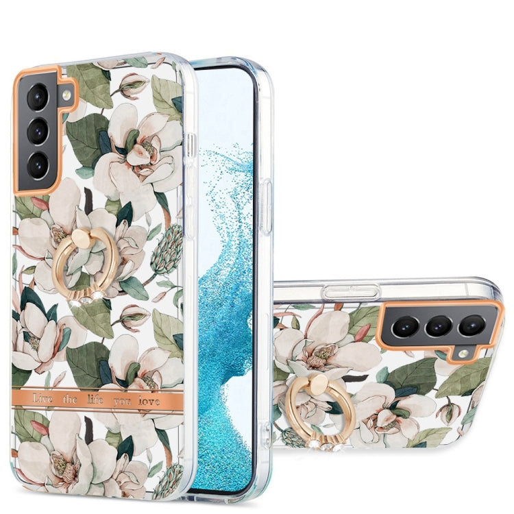 For Samsung Galaxy S22+ 5G Ring IMD Flowers TPU Phone Case