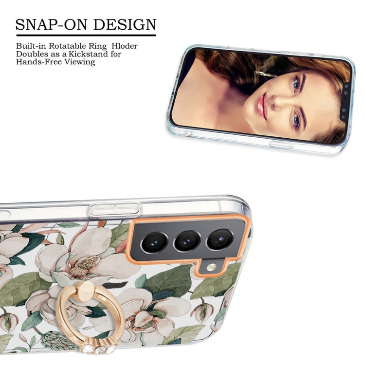 For Samsung Galaxy S22+ 5G Ring IMD Flowers TPU Phone Case