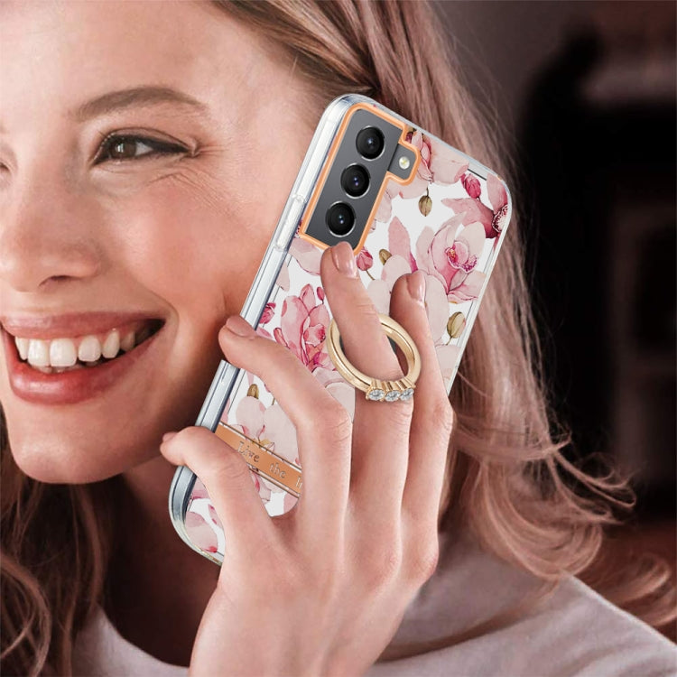For Samsung Galaxy S22+ 5G Ring IMD Flowers TPU Phone Case