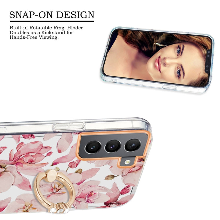 For Samsung Galaxy S22+ 5G Ring IMD Flowers TPU Phone Case