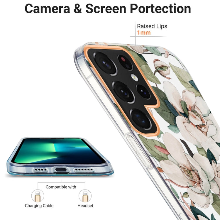 For Samsung Galaxy S22 Ultra 5G Ring IMD Flowers TPU Phone Case