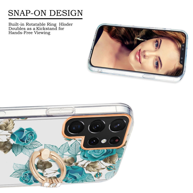 For Samsung Galaxy S22 Ultra 5G Ring IMD Flowers TPU Phone Case
